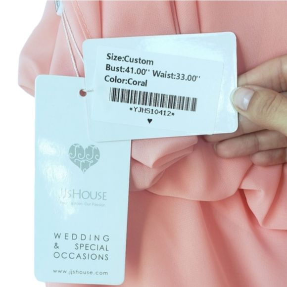 Coral Scoop Neck Floor-Length Chiffon Dress - Picture 7 of 7